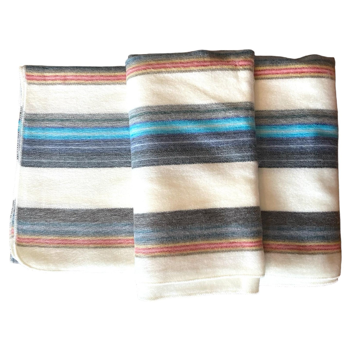 Beige & Colourful Stripped Alpaca Wool Blanket