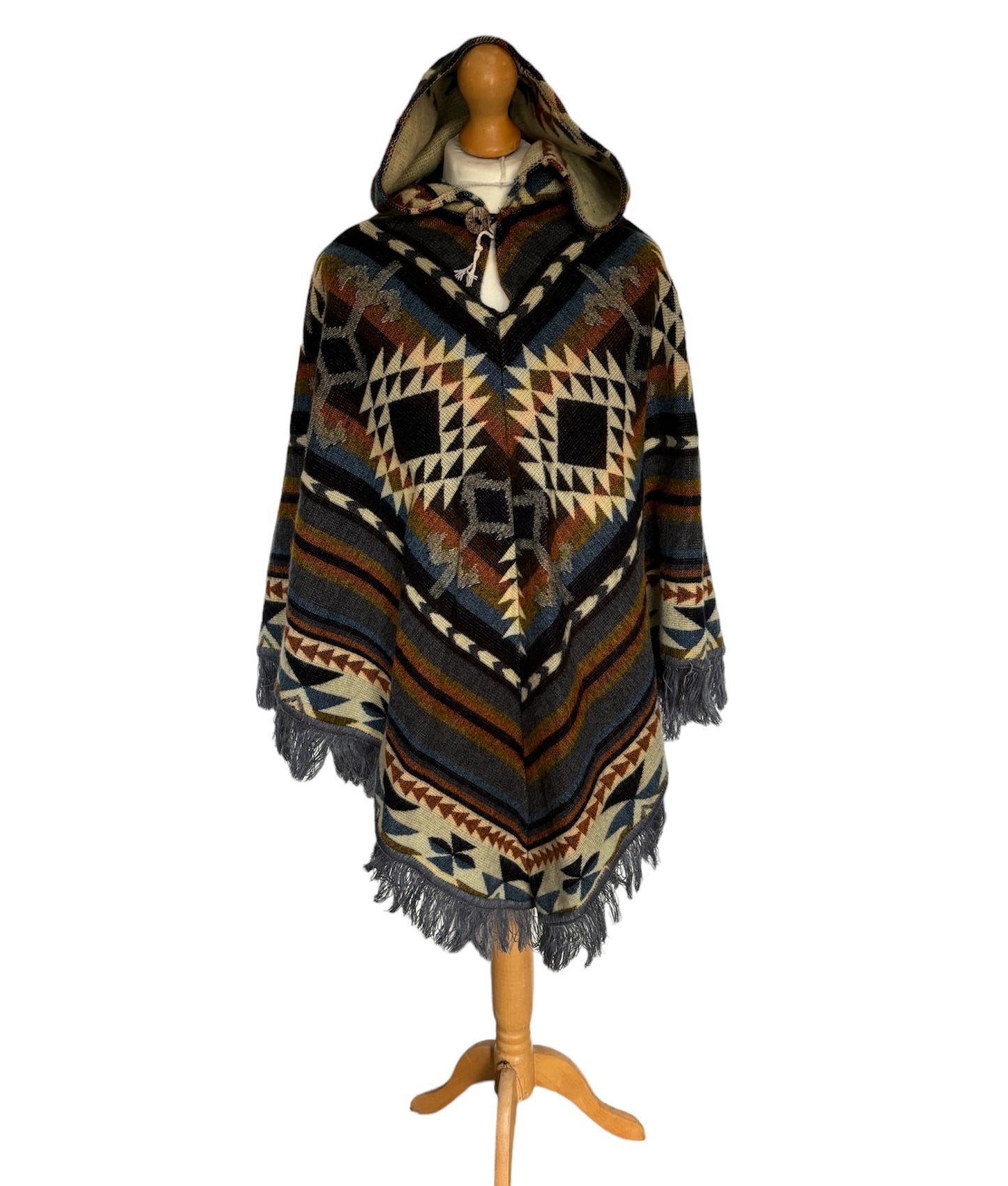 Multi colour Hooded Poncho