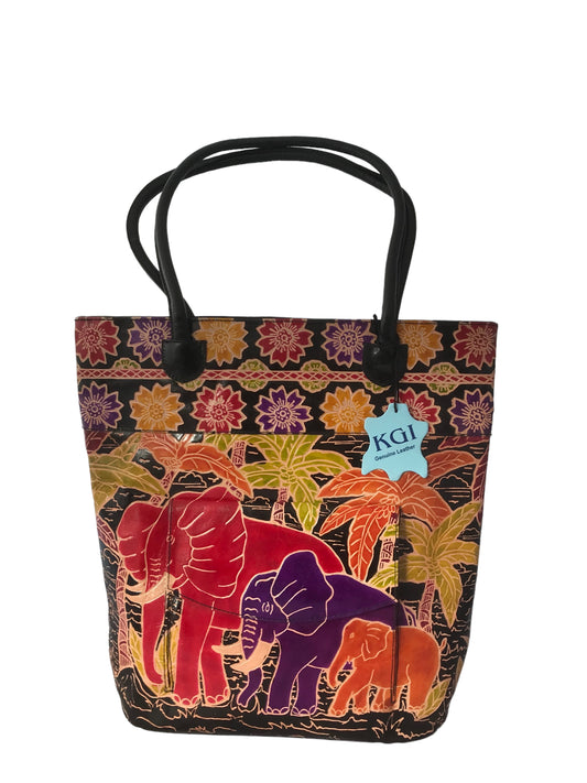 Indian Handcrafted Black leather bag with Elephants