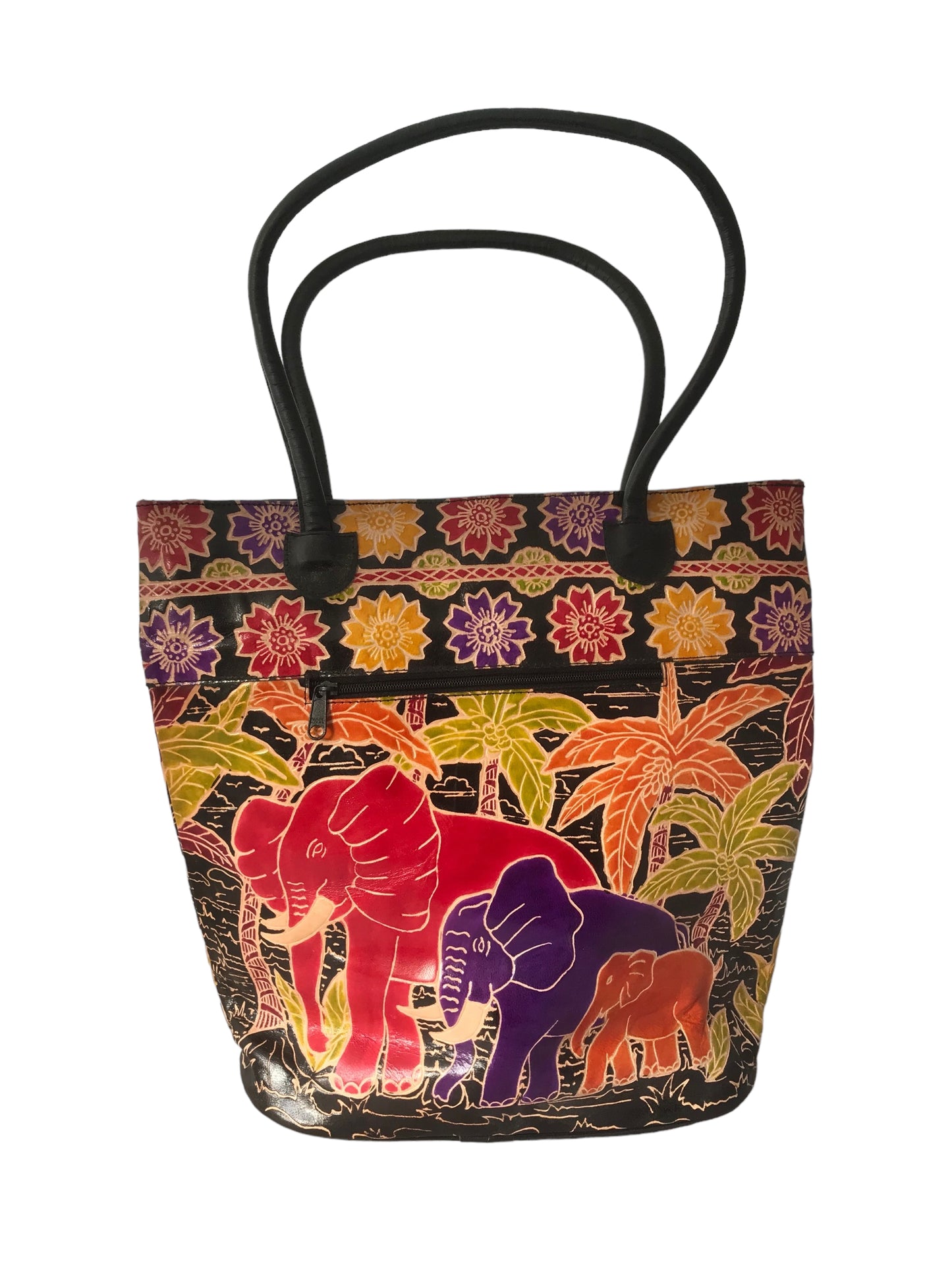 Indian Handcrafted Black leather bag with Elephants