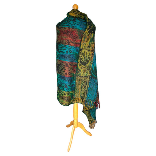 Colourful Reversible Indian Paisley Shawl