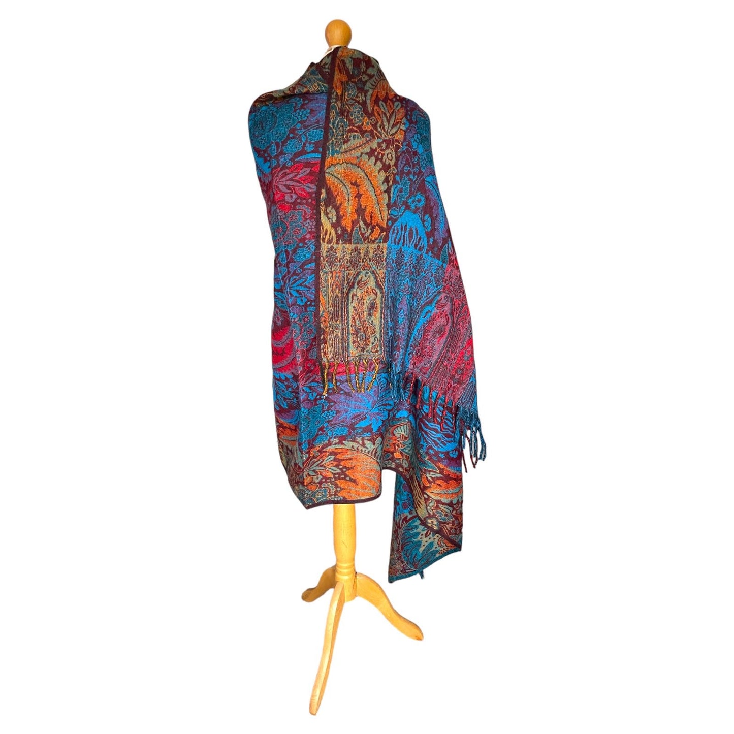 Colourful Reversible Indian Paisley Shawl